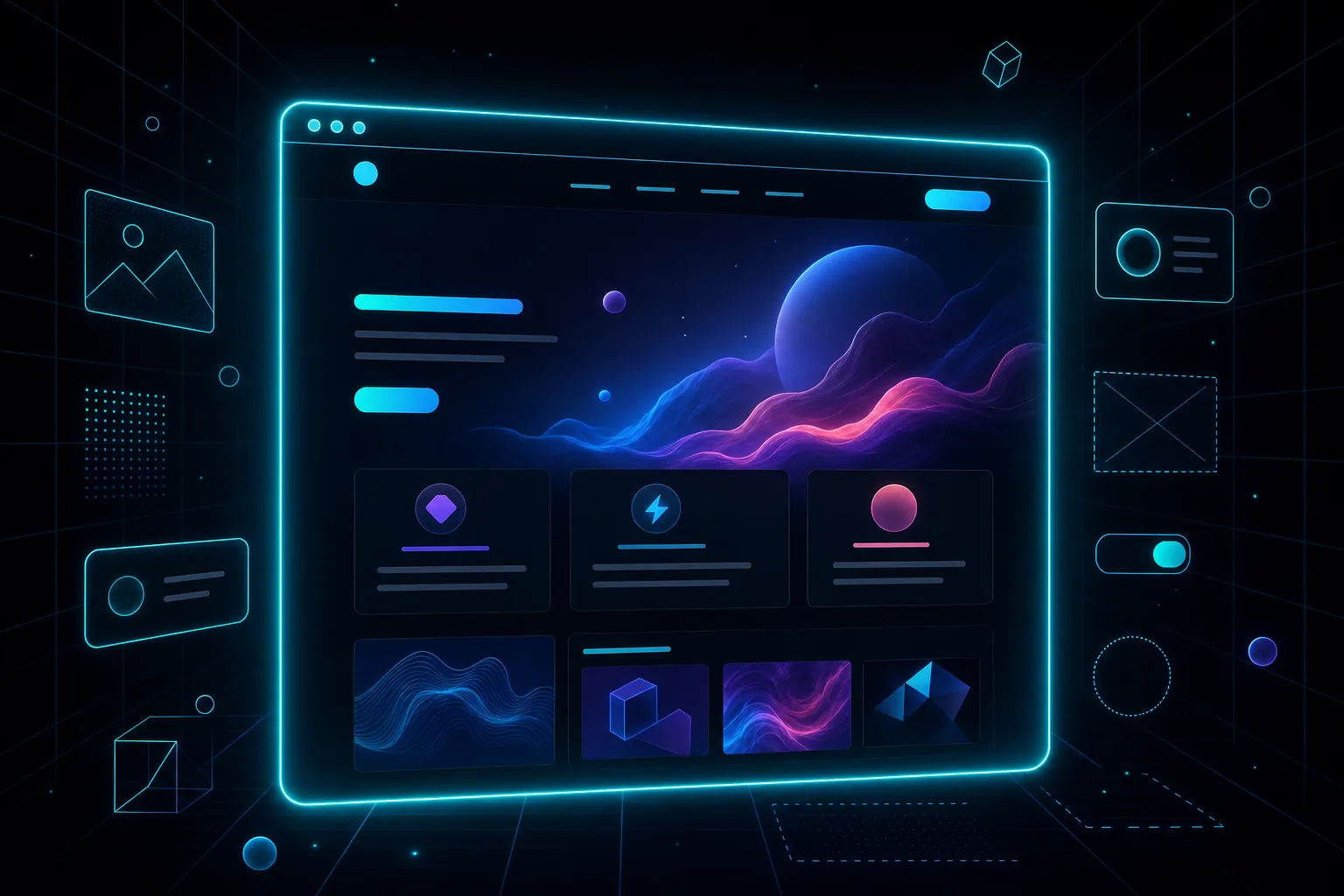 Glowing website interface concept representing custom web design and development