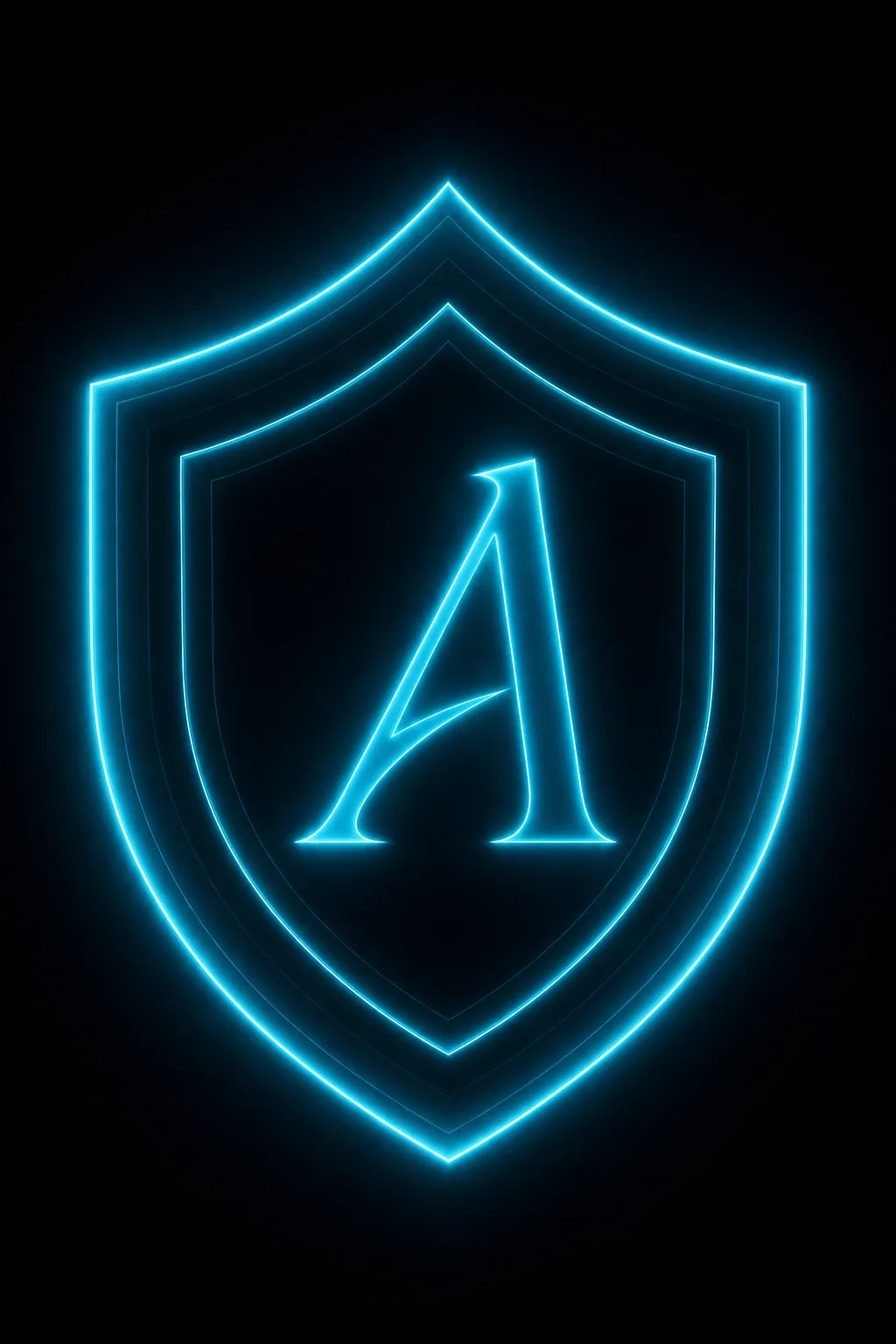 Glowing Aegis shield lettermark