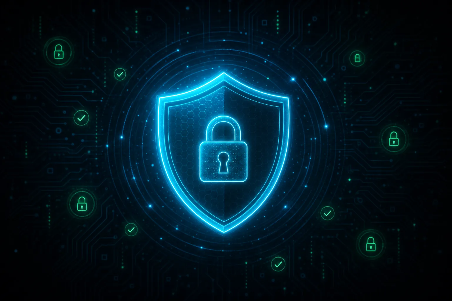 Digital shield graphic representing ongoing website security and maintenance
